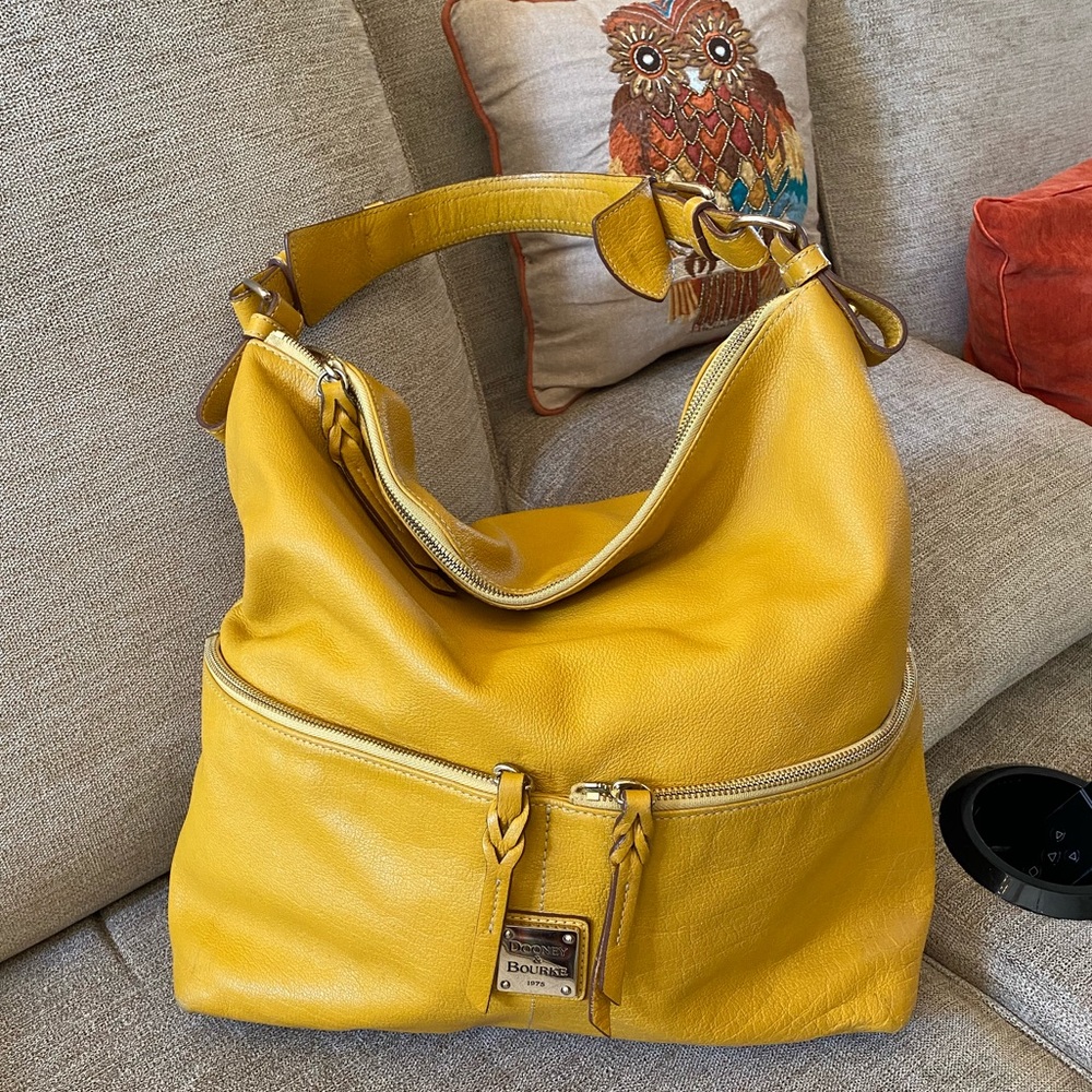 XL Dooney & Bourke oversized mustard yellow hobo